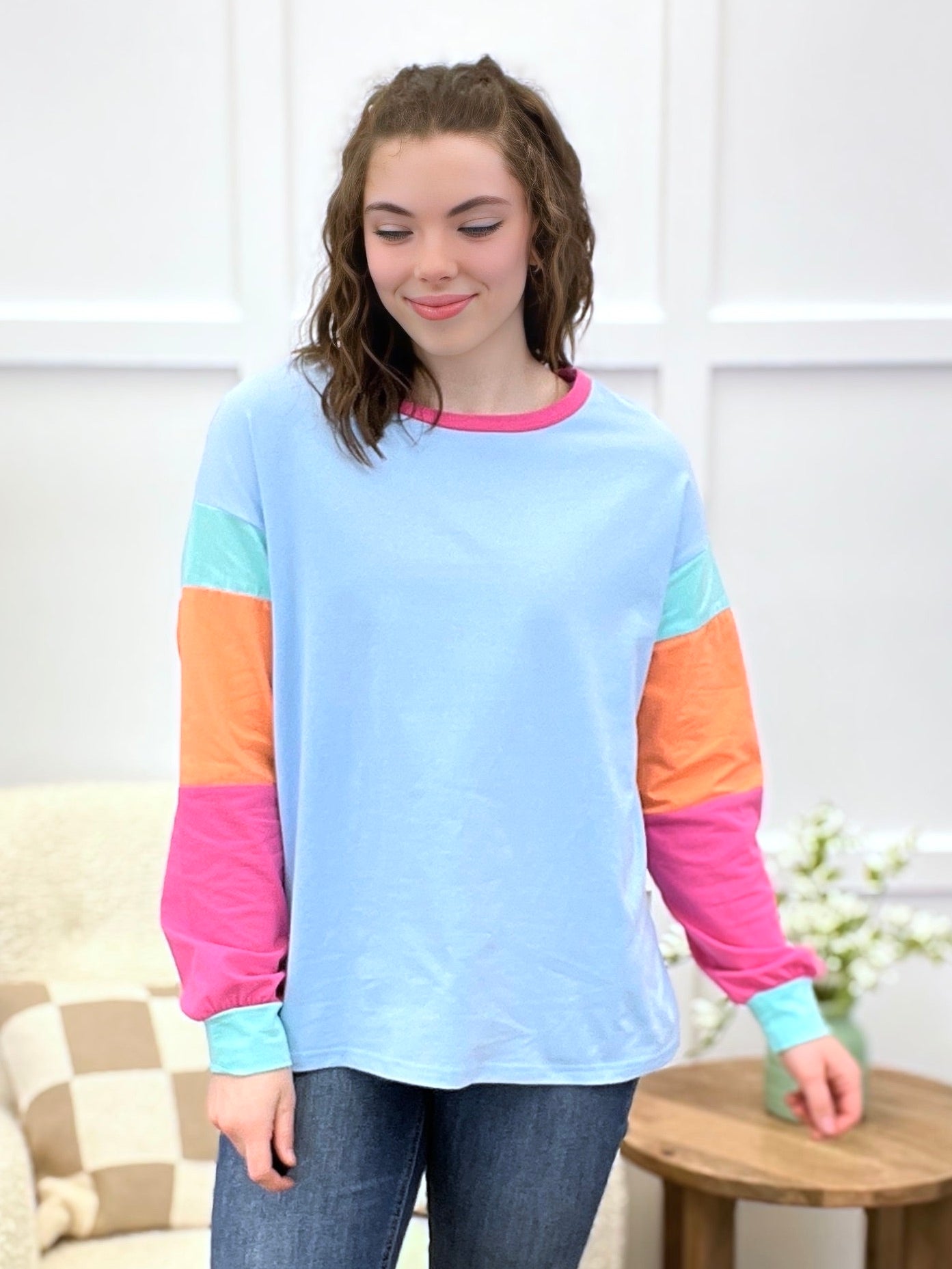 Colorblock Long-Sleeve Top