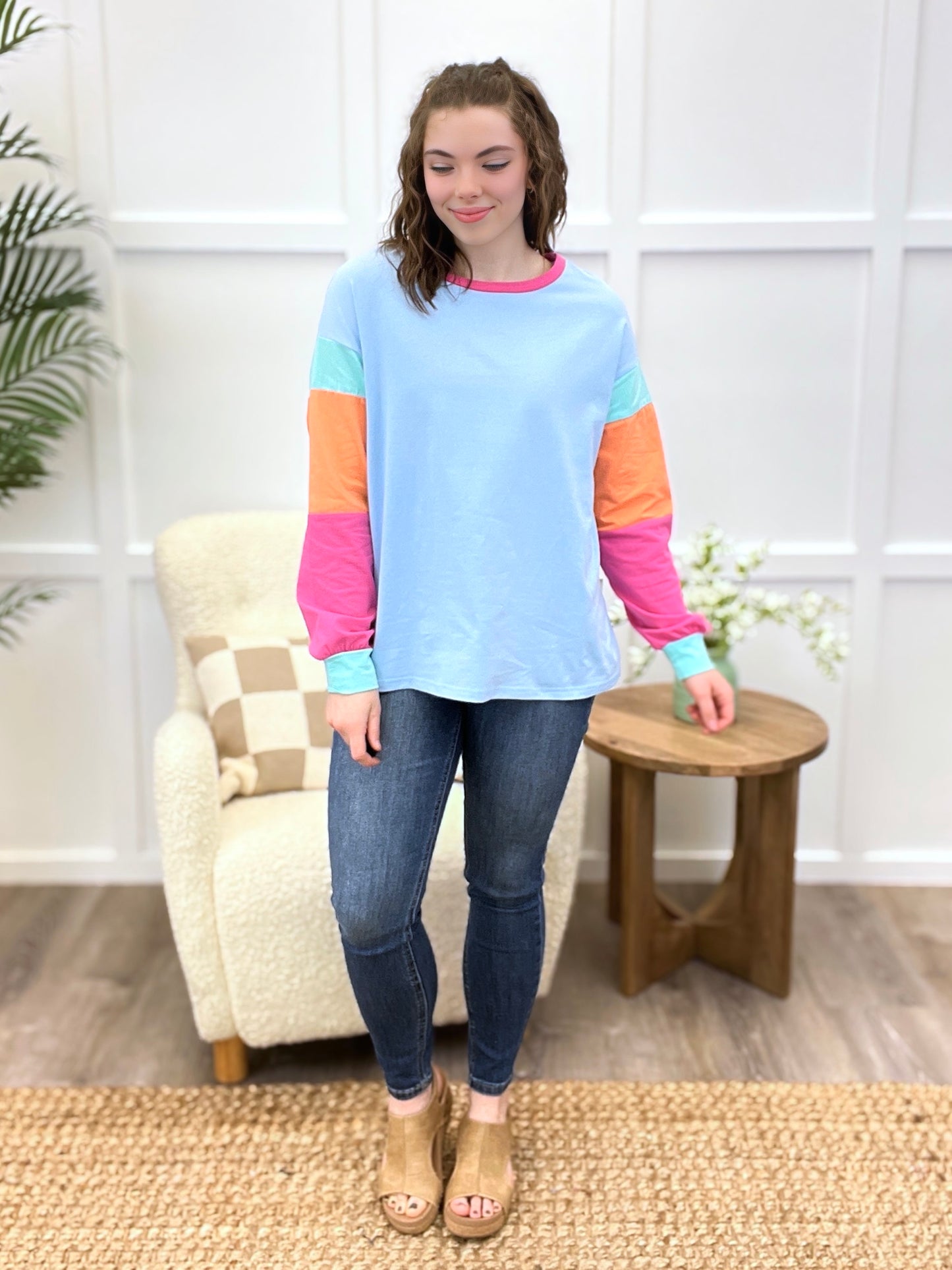 Colorblock Long-Sleeve Top