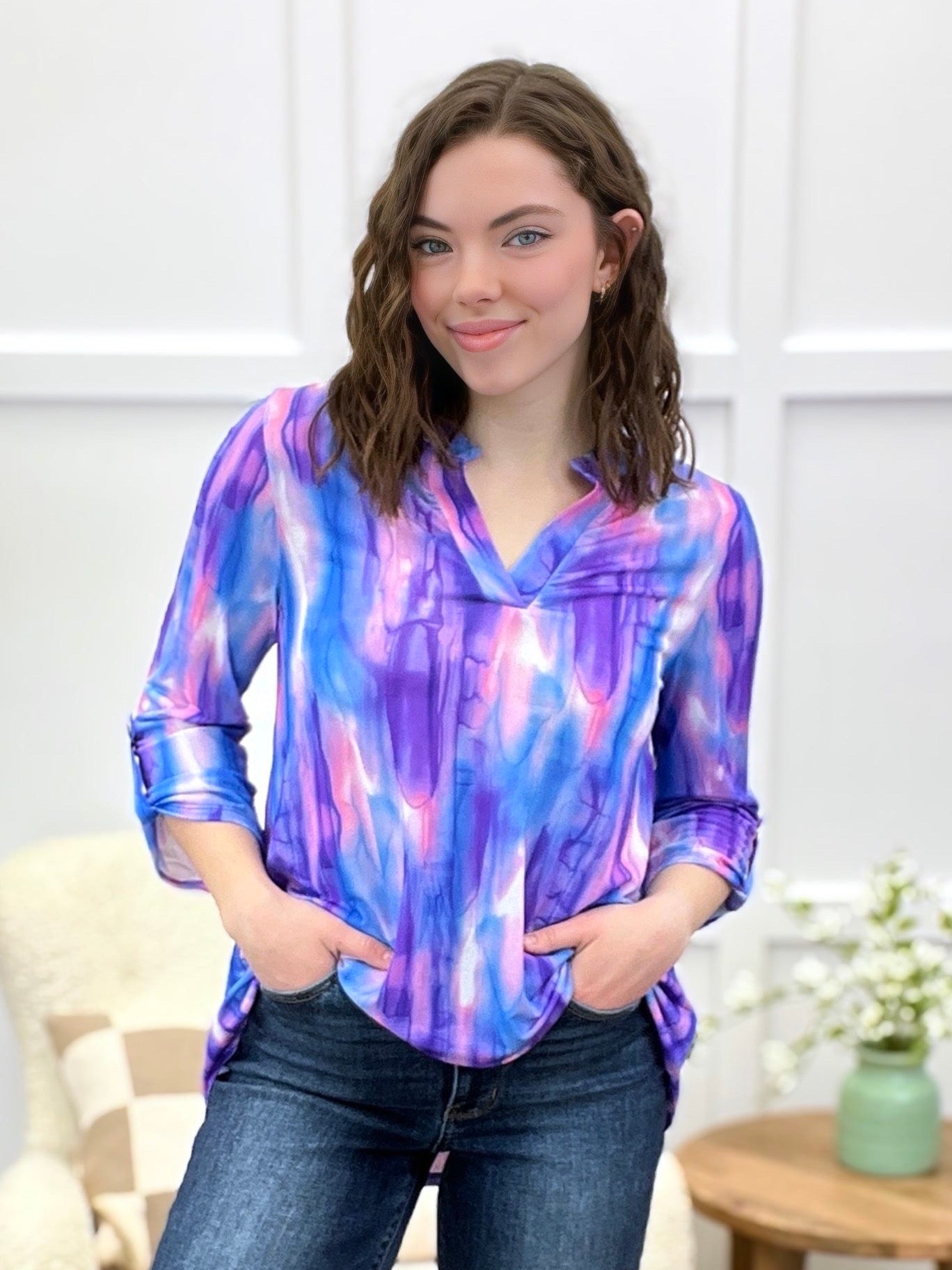 Dear Scarlett Watercolor Bliss Lizzy Tunic Top