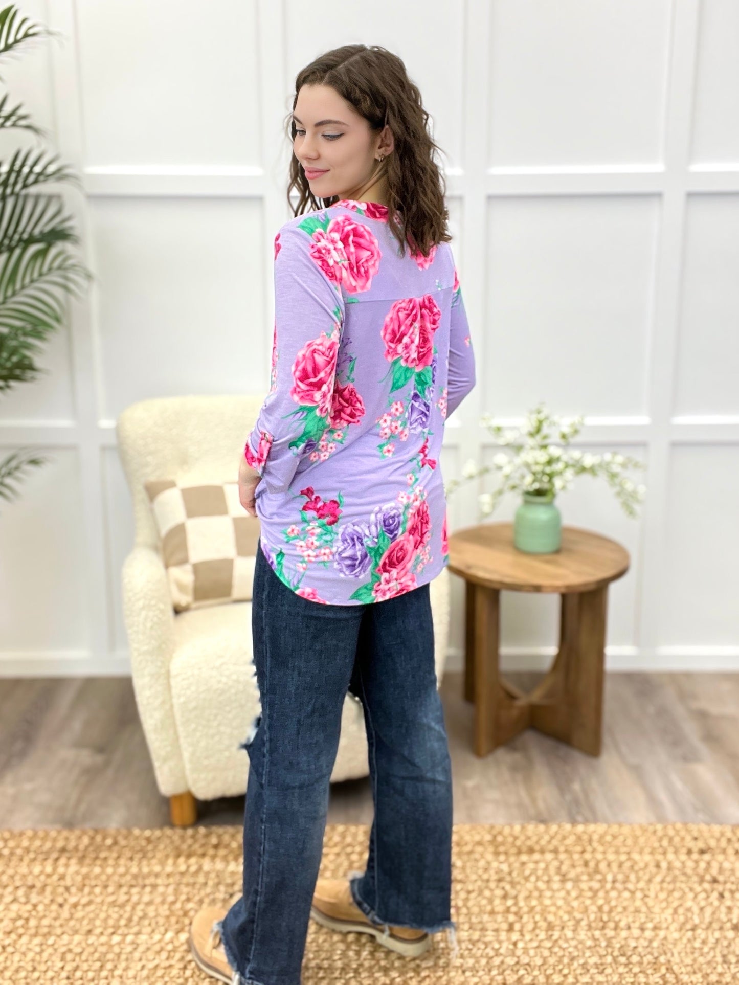 Dear Scarlett Lavender Bliss Floral Tunic Top