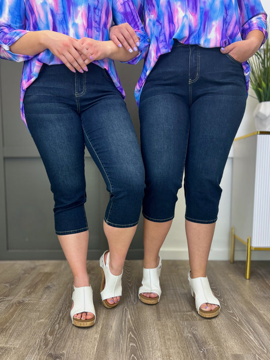 The Georgia Tummy Control Denim Capri