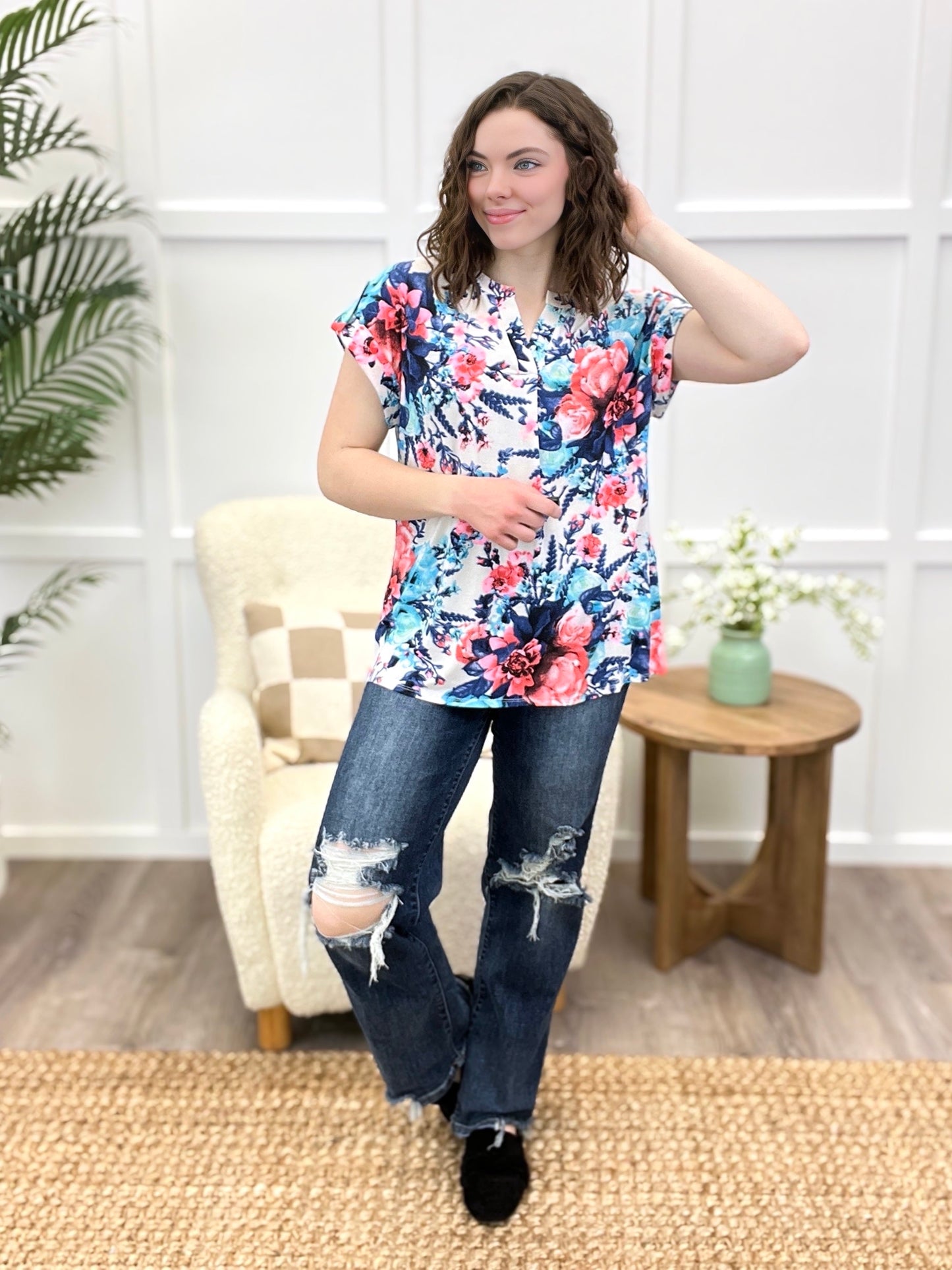 Dear Scarlett Floral Serenity Dolman Sleeve Top