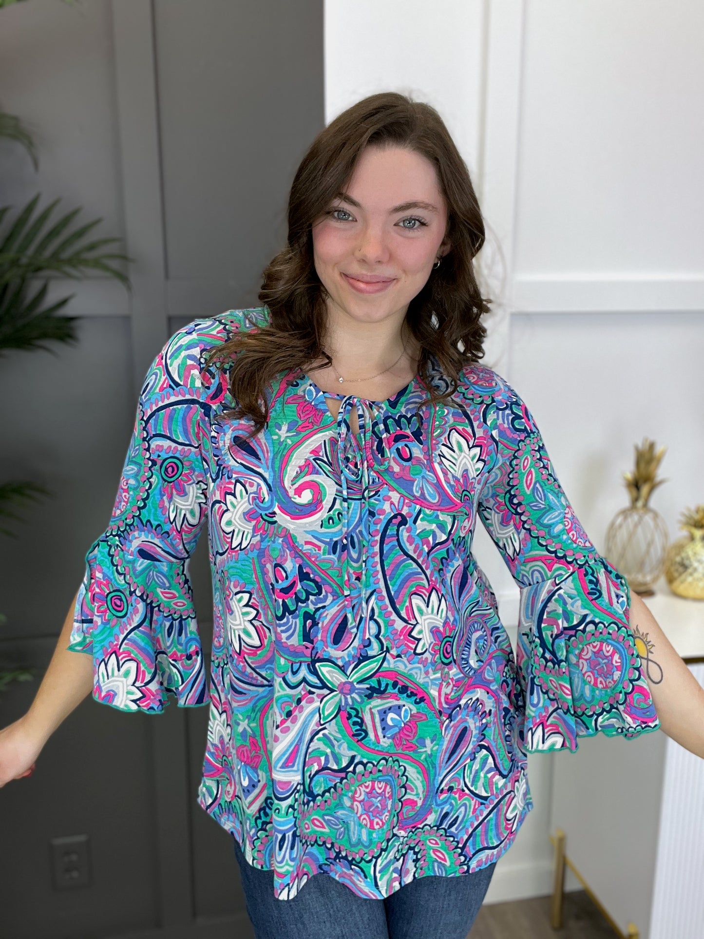 Dear Scarlett My Reason Why Paisley Bell Sleeve Top