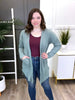 Women's REG/PLUS Solid Urban Ribbed Long Sleeve Open Cardigan, Sage