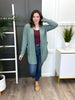 Women's REG/PLUS Solid Urban Ribbed Long Sleeve Open Cardigan, Sage