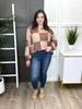 Women's REG/PLUS Mocha Checkered Oversized Sweatshirt Top