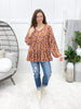 Women's Rust Floral Print Tiered V-Neck Top