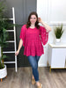 Women's Fuchsia Tiered Top w/ Lace Sleeves