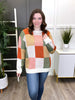 Women's REG/PLUS Multi Color Checker Long Sleeve Knit Top
