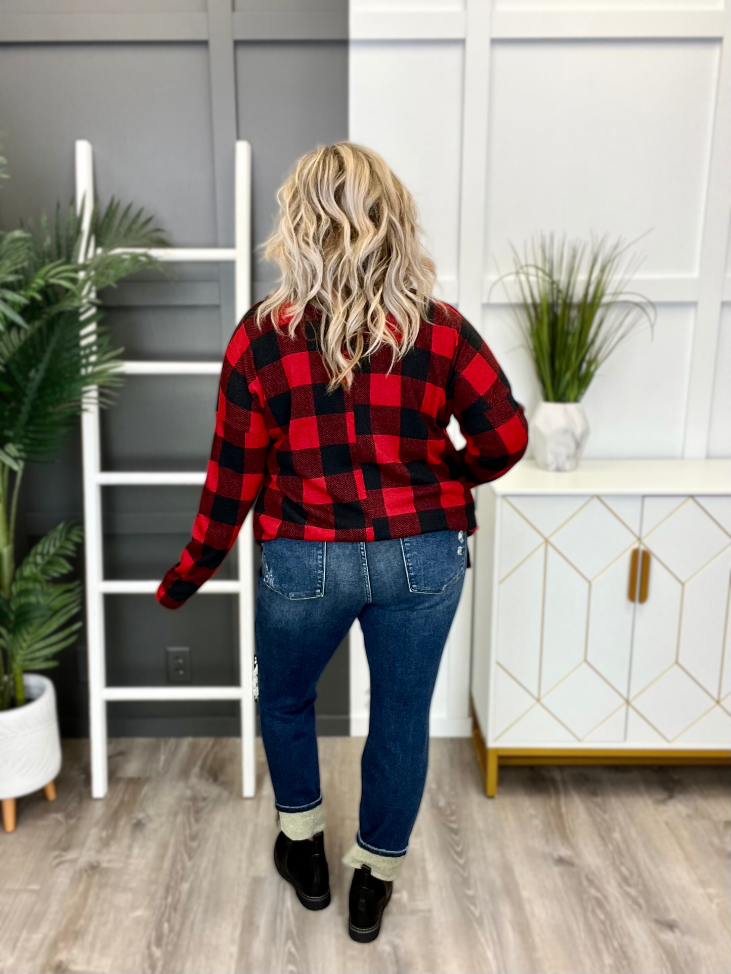 Judy Blue Be My Boyfriend Buffalo Plaid Boyfriend Jeans