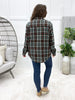 Women's Green & Black Plaid Hooded Button Up Top
