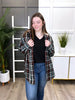 Women's Green & Black Plaid Hooded Button Up Top