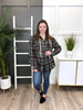 Women's Green & Black Plaid Hooded Button Up Top