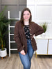Women's REG/PLUS Brown Button Up Long Sleeve Top