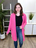 Women's REG/PLUS Solid Open Cardigan, Hot Pink