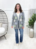 Puff Floral Two Tone Sweater Cardigan