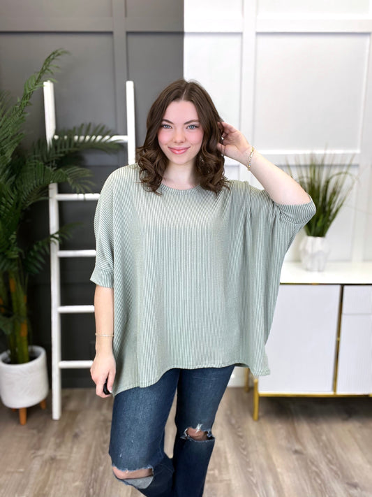 Women's Sage Ribbed Tunic Top