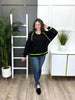 Women's Black Terry Sweatshirt Top w/ Contrast Binding Detail