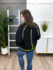 Women's Black Terry Sweatshirt Top w/ Contrast Binding Detail