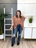 Women's Rust Waffle Knit Dolman Sleeve Top