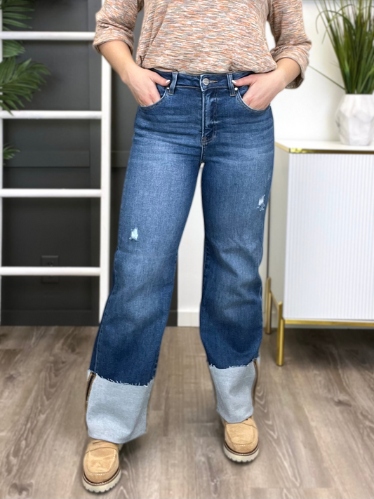 Wide Open Spaces High-Rise Wide Hem Jeans by Risen