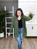 Women's Light Olive Waffle Knit Open Cardigan