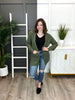 Women's Light Olive Waffle Knit Open Cardigan