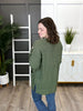 Women's Light Olive Waffle Knit Open Cardigan