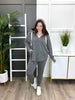 Women's Grey Long Sleeve Hooded Top & Pants Lounge Set