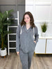 Women's Grey Long Sleeve Hooded Top & Pants Lounge Set
