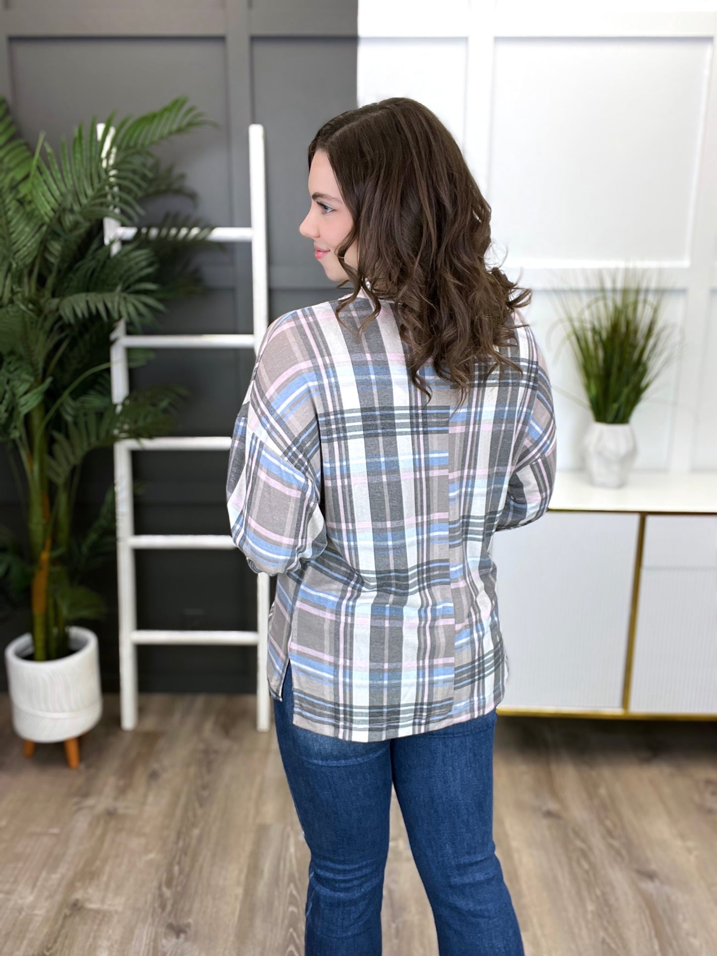 Women's Pastel Plaid Top