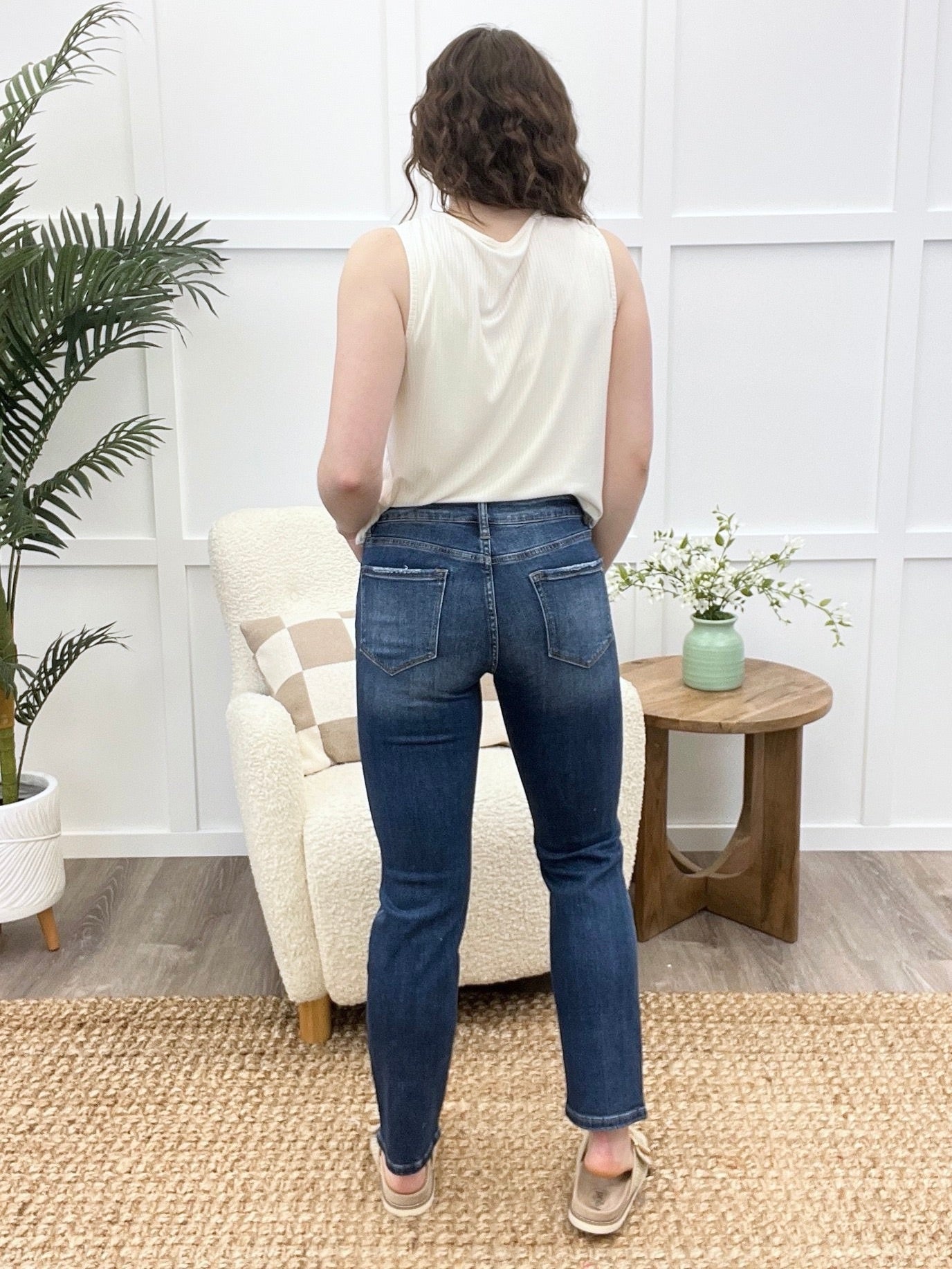 Straight To The Top Mid-Rise Straight Leg Jeans by Mica Denim