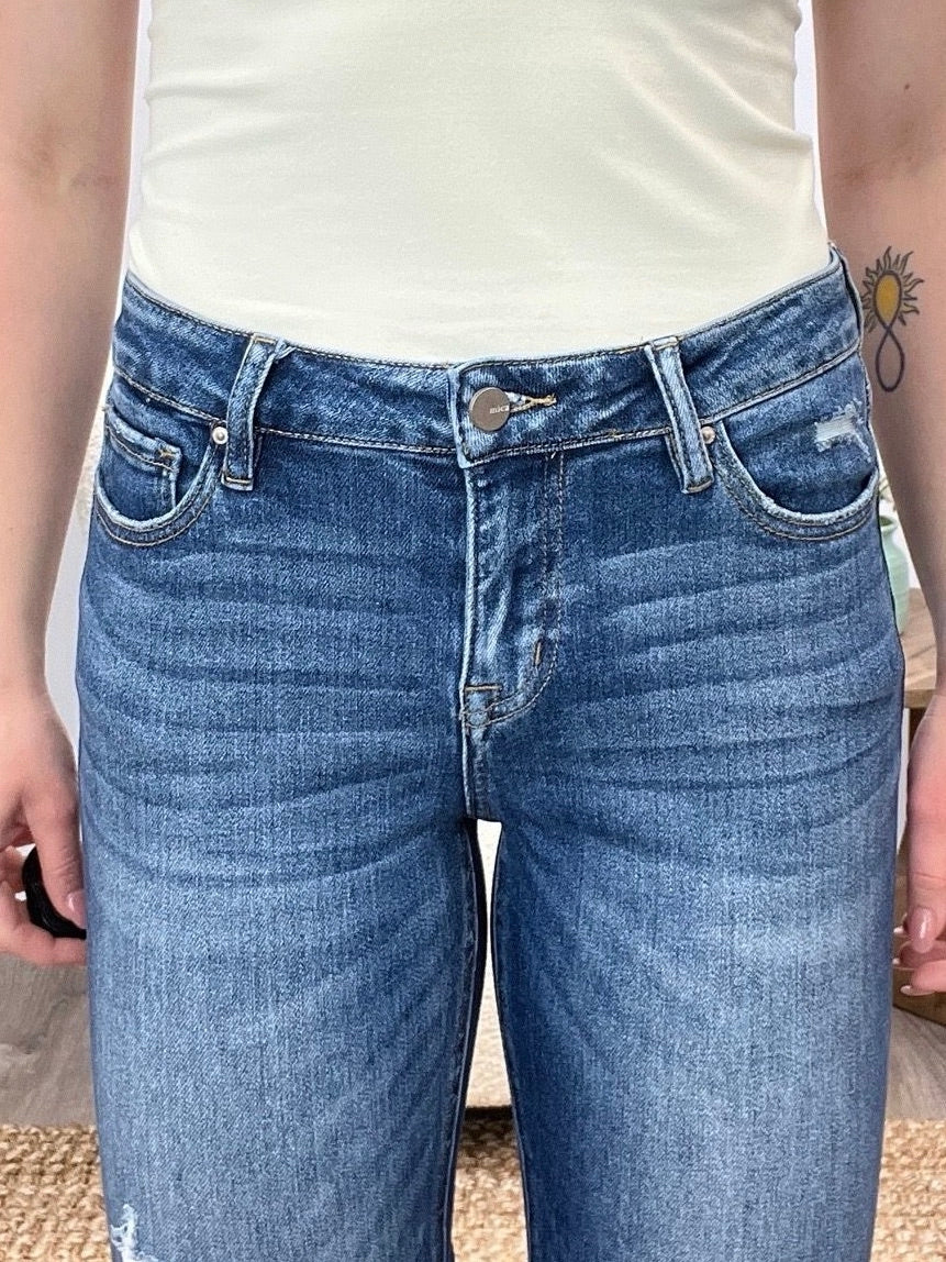 Straight To The Top Mid-Rise Straight Leg Jeans by Mica Denim