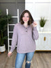 Women's Mauve Hoodie Top w/ Button Detail