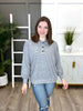 Women's Heather Grey Hoodie Top w/ Button Detail