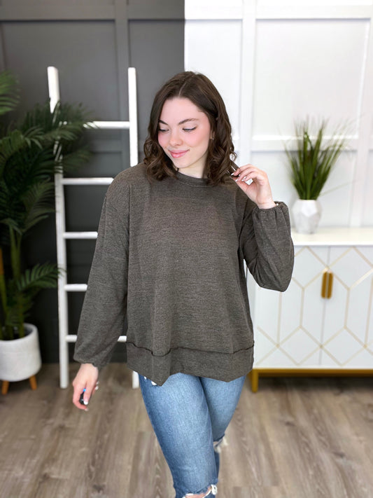 Women's Mocha Long Sleeve Top