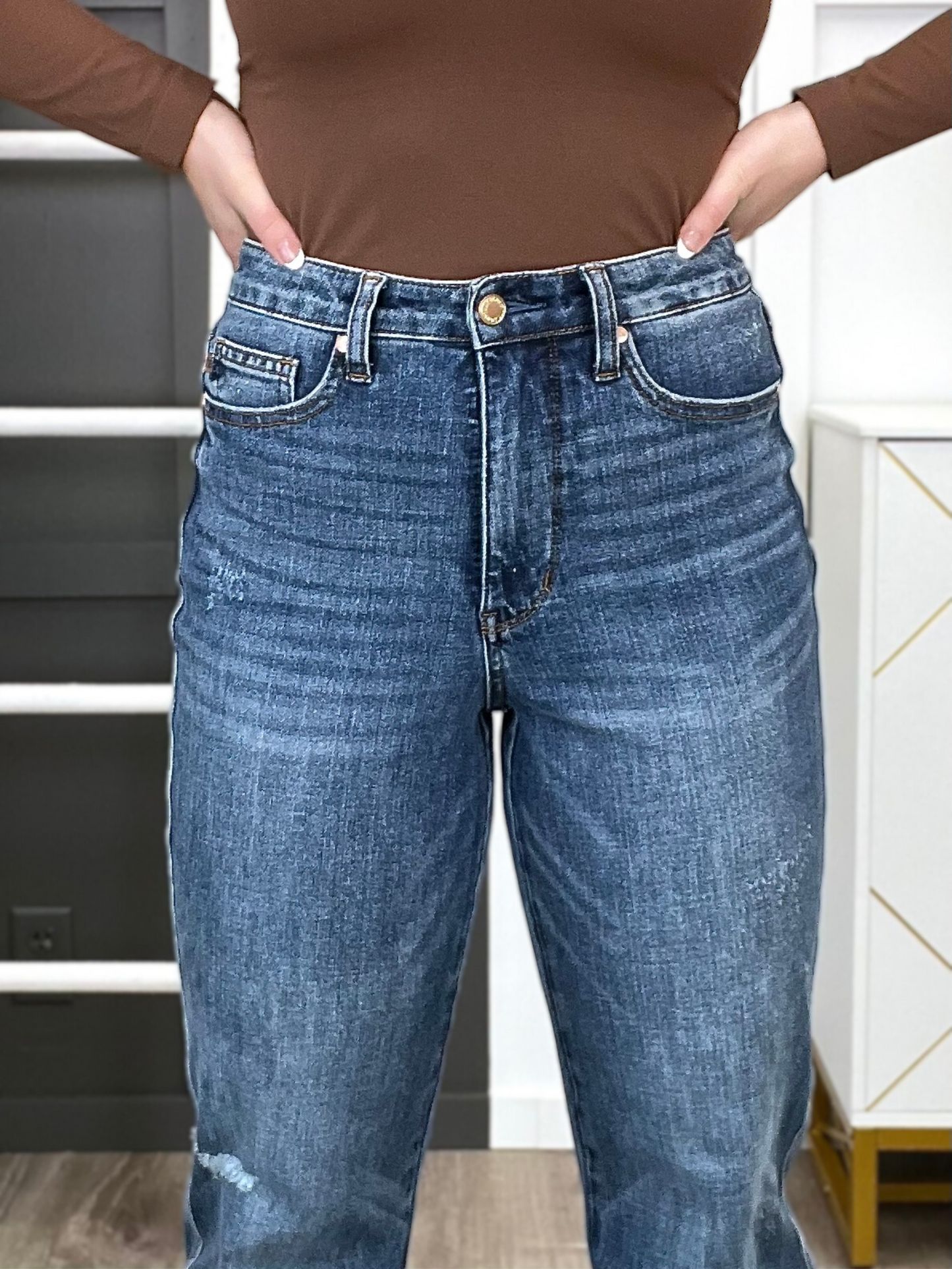 Judy Blue Who's In Control High Waisted Tummy Control Straight Leg Jeans