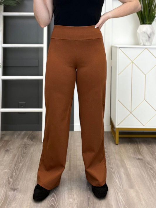 Dear Scarlett Women's REG/PLUS Solid Wide Leg Magic Pants, Rust