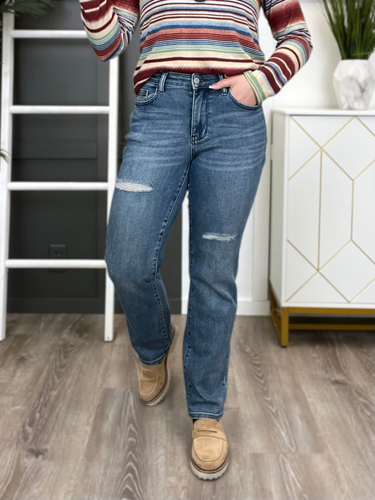 Judy Blue Dad Knows Best Mid- Rise Dad Jeans