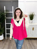 Women's Fuchsia Color Block Hooded Top