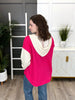 Women's Fuchsia Color Block Hooded Top