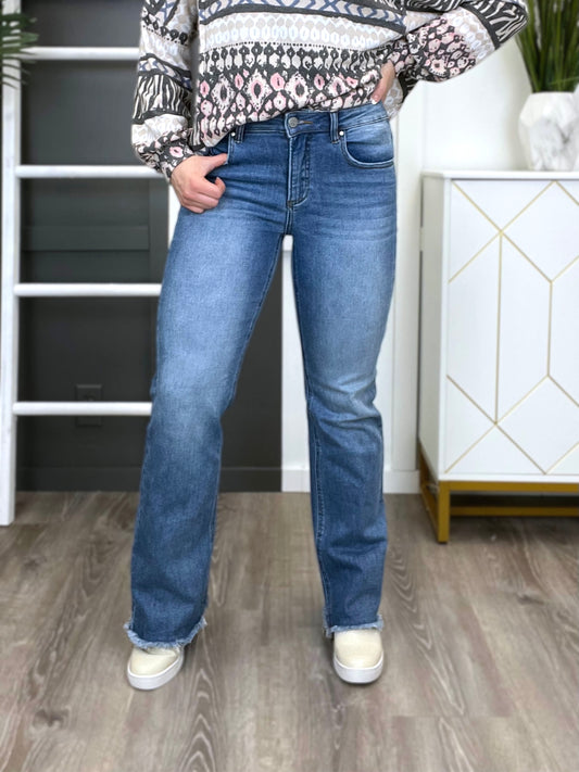 Head Over Boots Mid-Rise Bootcut Jeans by Risen