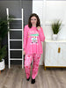 Women's Pink "Home For Christmas" Long Sleeve Top & Pants Lounge Set