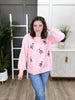 Women's Pink Long Sleeve Top w/ Sequin Gingerbread Men