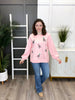 Women's Pink Long Sleeve Top w/ Sequin Gingerbread Men