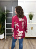 Women's Red Floral Print V-Neck Top
