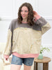 Women's Beige & Grey Color Block Long Sleeve Top