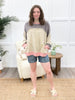 Women's Beige & Grey Color Block Long Sleeve Top