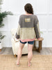 Women's Beige & Grey Color Block Long Sleeve Top