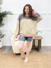 Women's Beige & Grey Color Block Long Sleeve Top